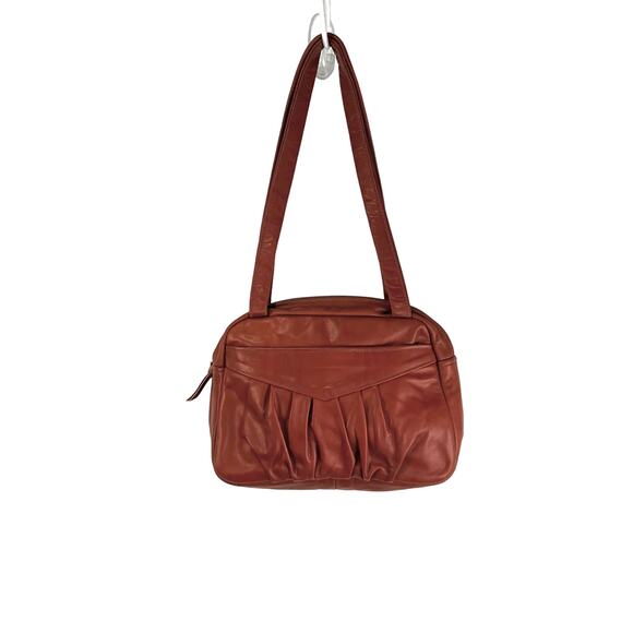 Pat Halpen Leather Shoulder Bag Vintage Rust Red Handbag Vintage